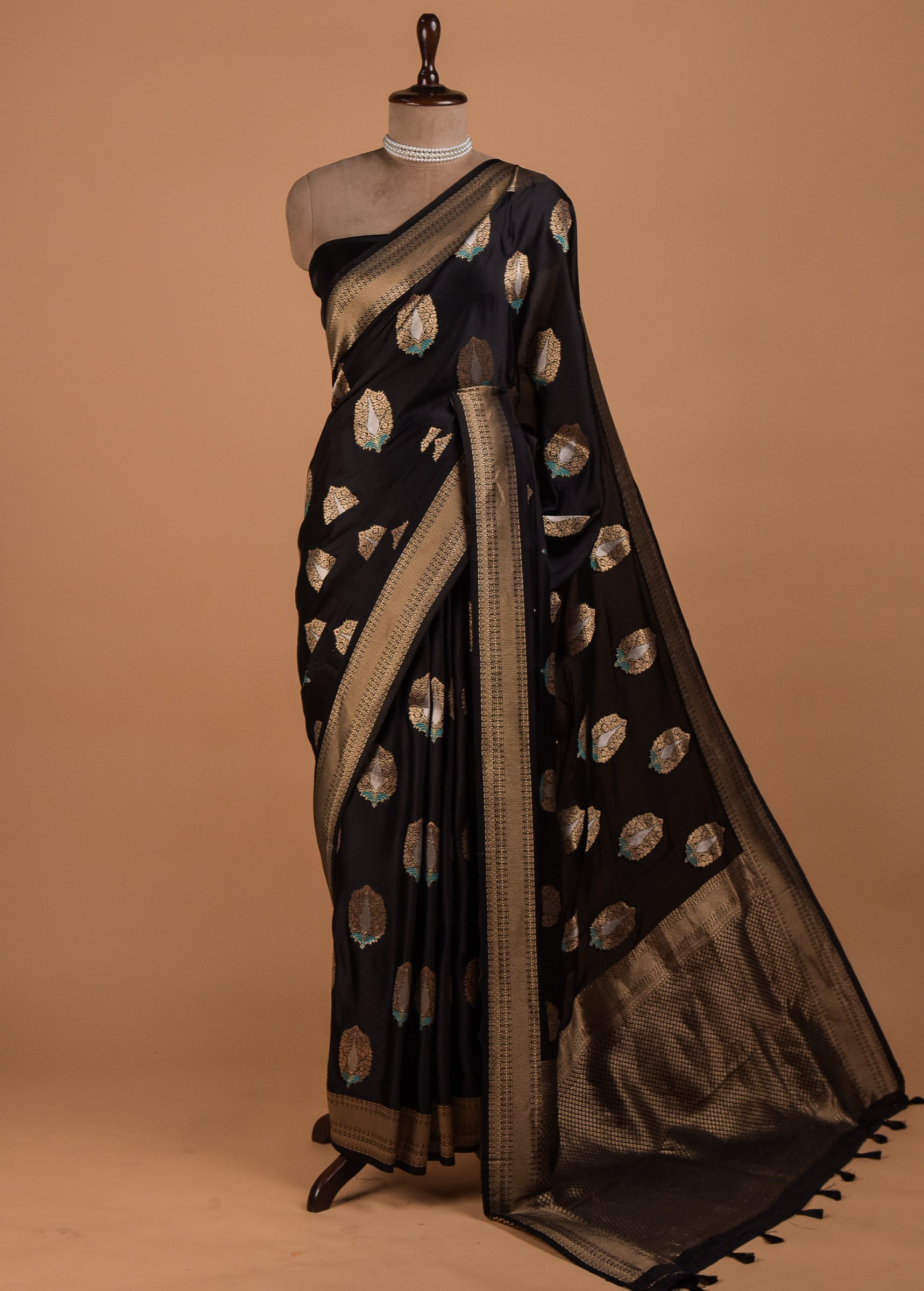 Black Art Satin Banarasi Saree