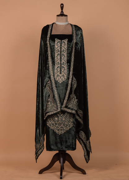 Green Velvet Dress Material