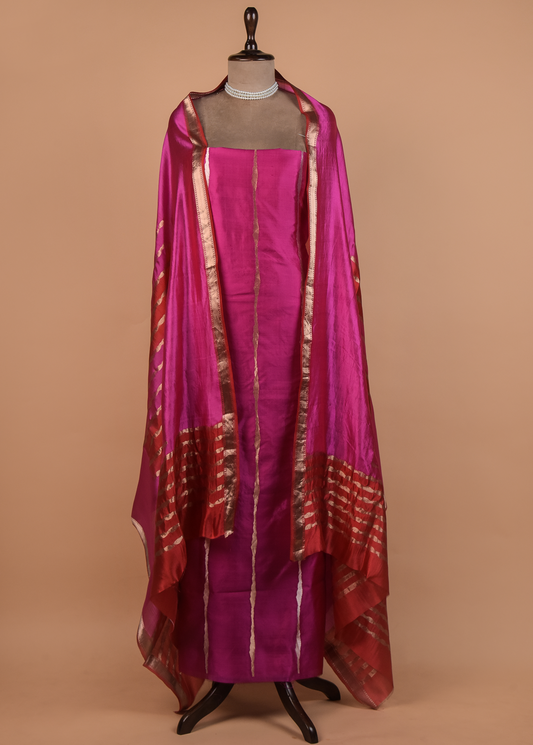 Pink Silk Dress Material