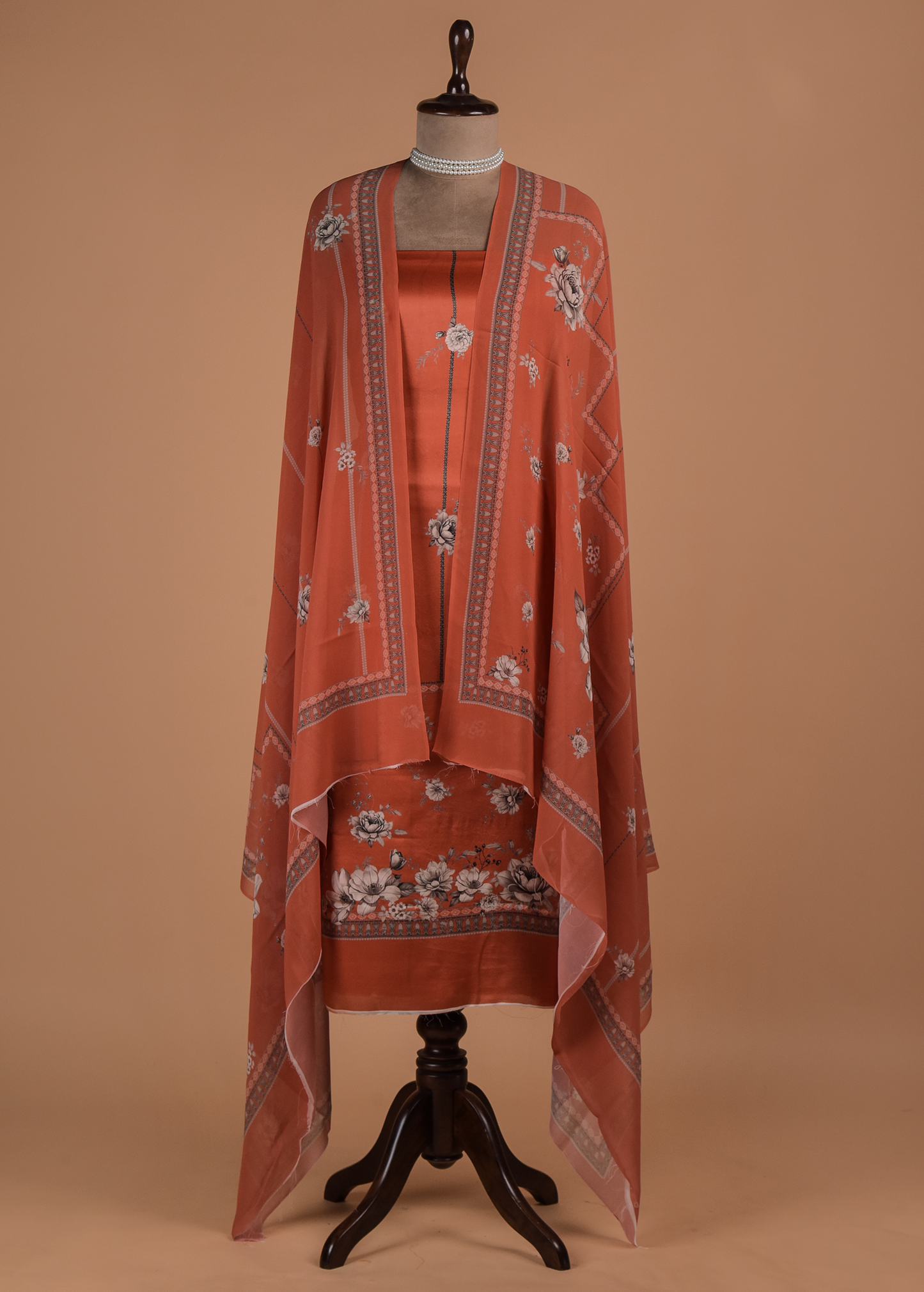 Orange Satin Dress Material