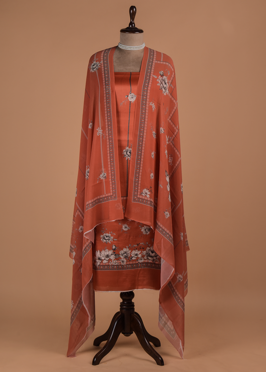 Orange Satin Dress Material