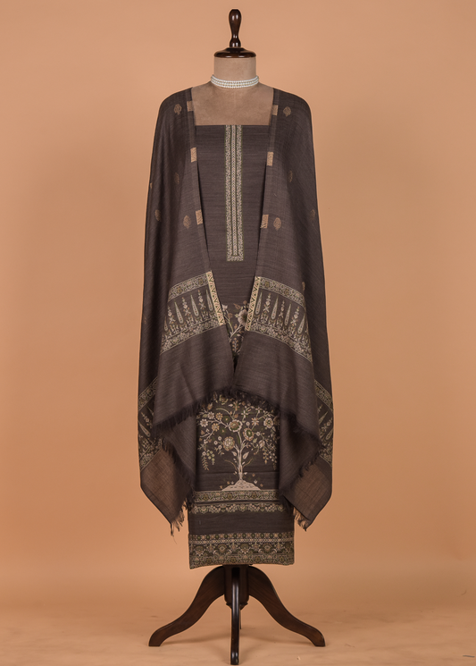 Grey Pashmina Dress Material