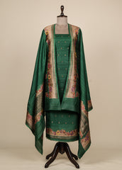 Green Tussar Dress Material