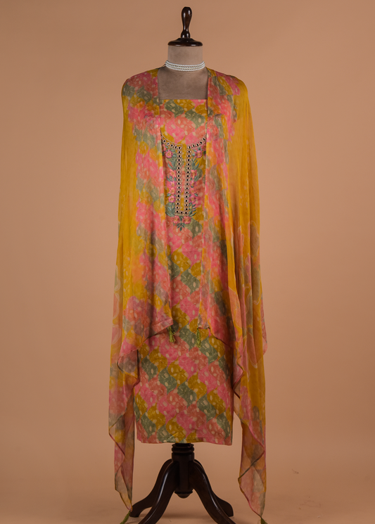 Multicoloured Cotton Dress Material