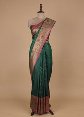 Green Dupion Silk Banarasi Saree