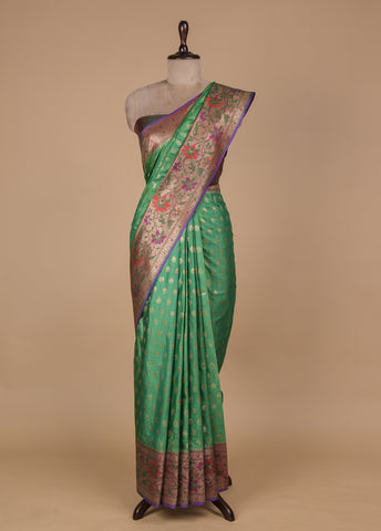 Green Dupion Silk Banarasi Saree