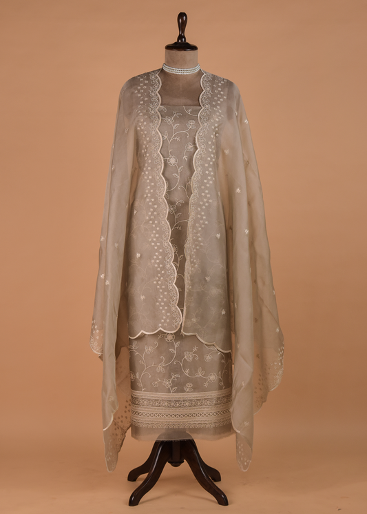 Grey Cotton Dress Material