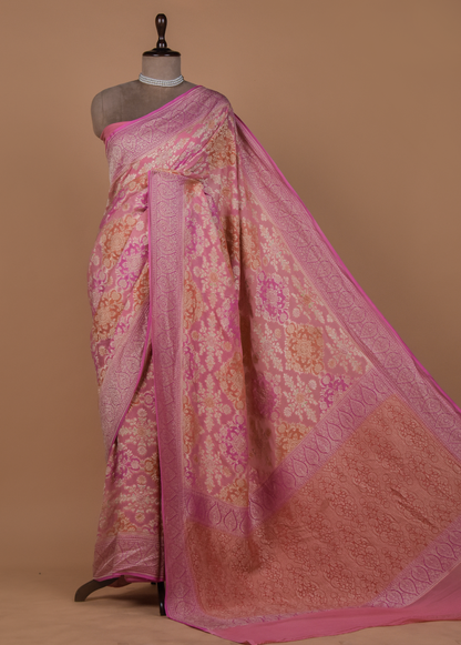 Pink Georgette Banarasi Saree