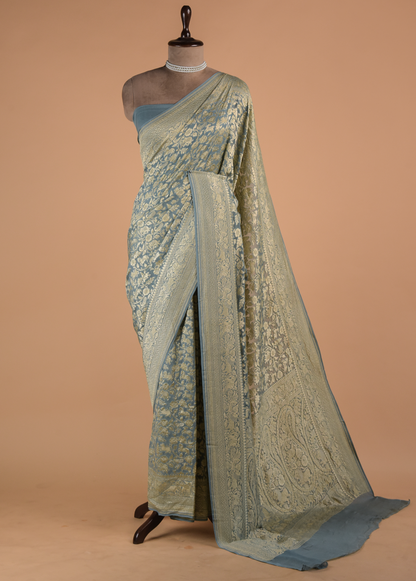 Blue Georgette Banarasi Saree