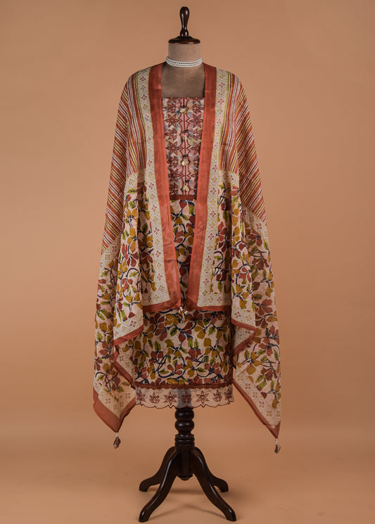 Rust Cotton Dress Material