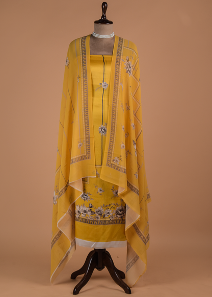 Yellow Satin Dress Material