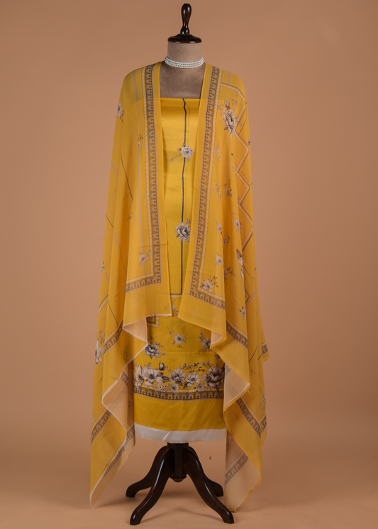 Yellow Satin Dress Material