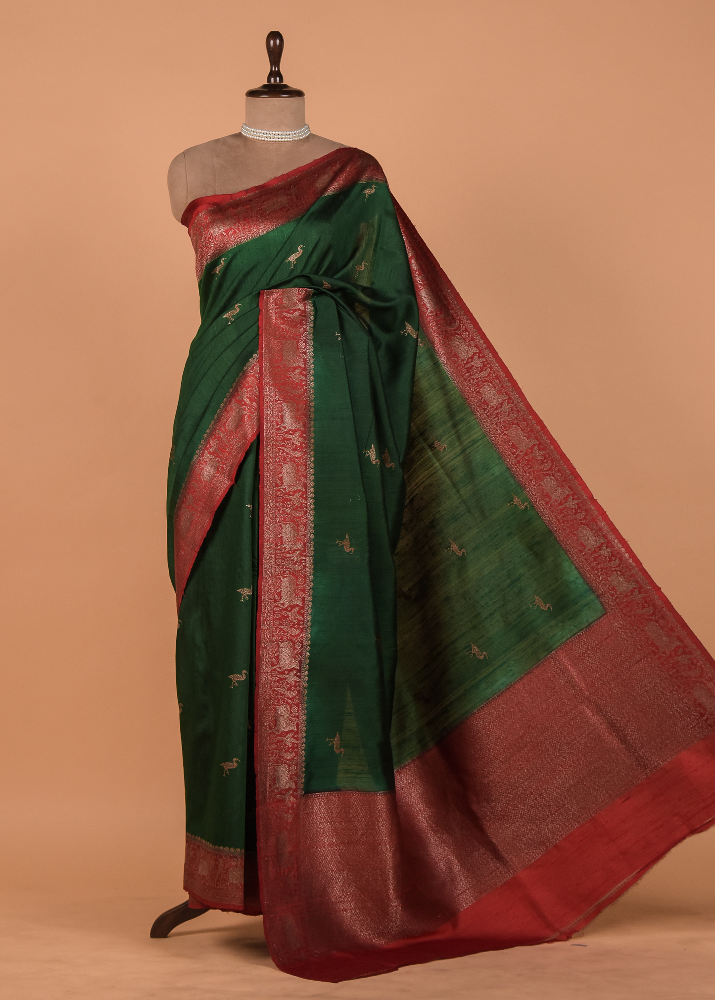 Green Tussar Silk Banarasi Saree