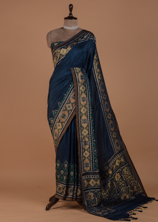 Blue Art Silk Patola Saree