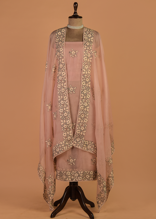 Pink Organza Dress Material | Greenways Delhi