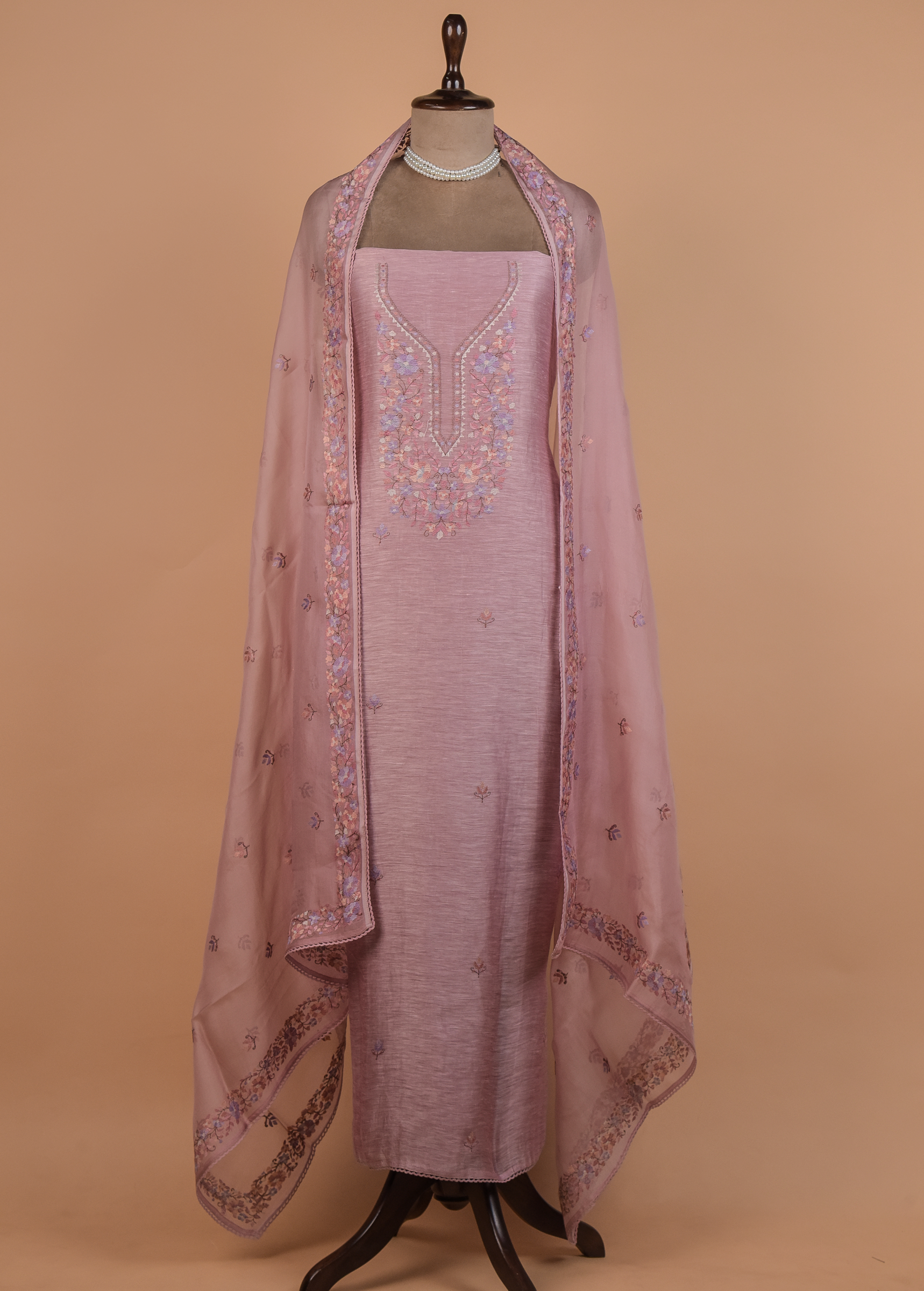 Pink Linen Dress Material