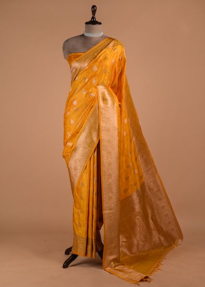 Yellow Art Silk Banarasi Saree