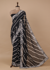 Black Georgette Bandhani Saree