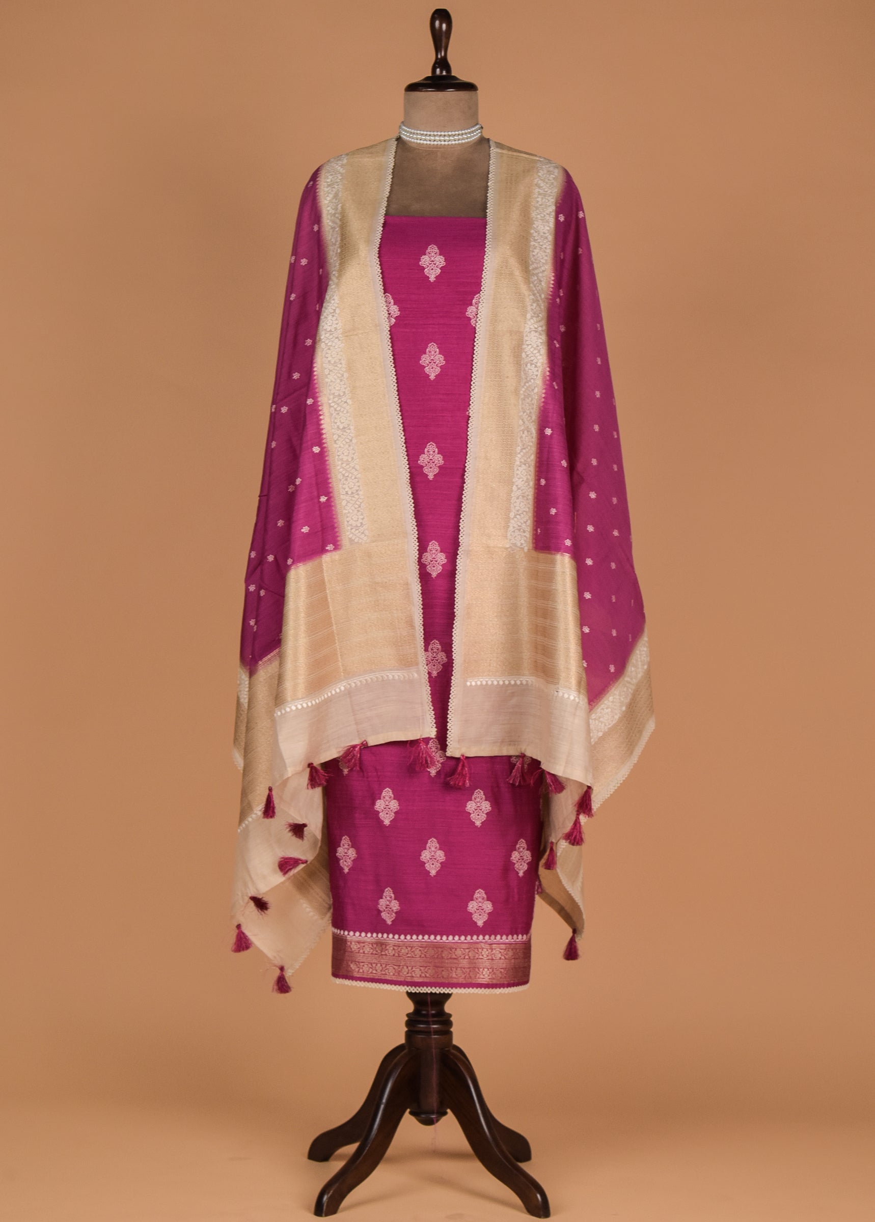 Pink Tussar Dress Material