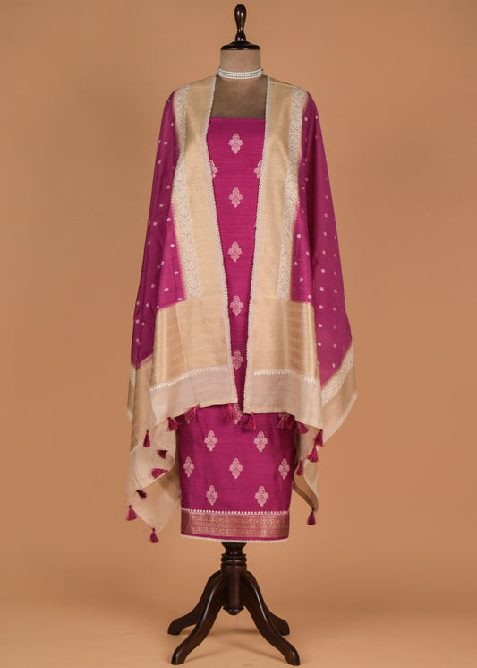 Pink Tussar Dress Material