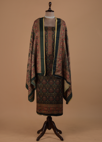 Green Pashmina Dress Material