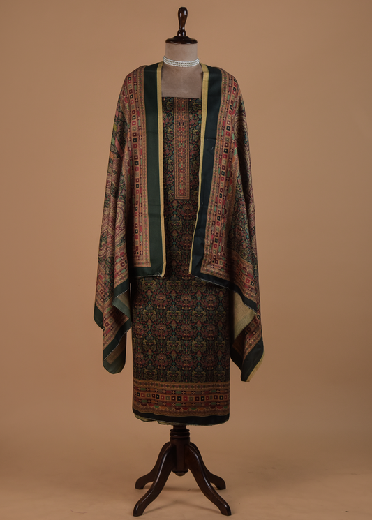 Green Pashmina Dress Material