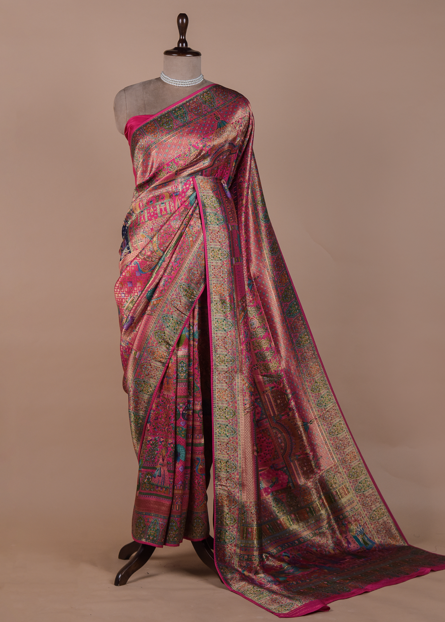 Pink Silk Embroidered Saree