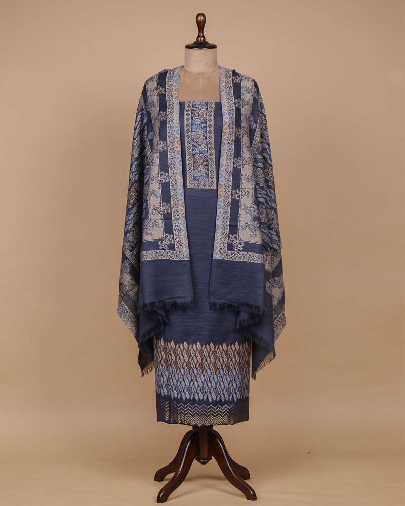 Blue Pashmina Dress Material