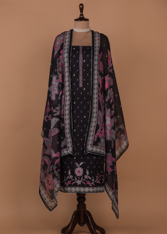 Black Crepe Dress Material