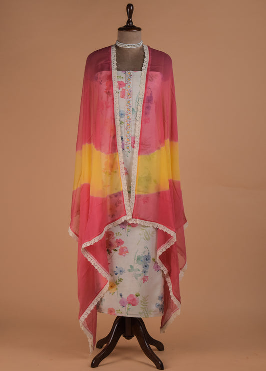White Cotton Dress Material