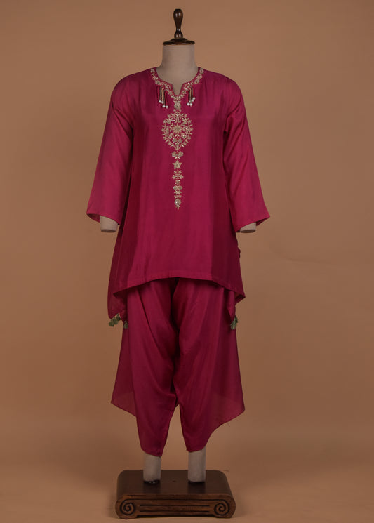 Pink Dola Silk Straight Set