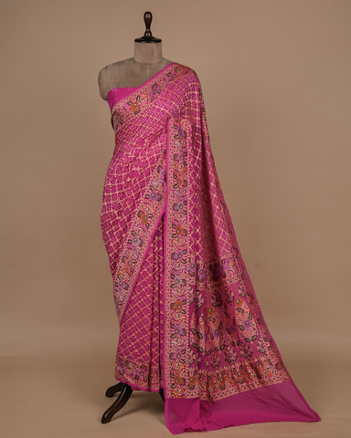 Pink Georgette Bandhani Saree