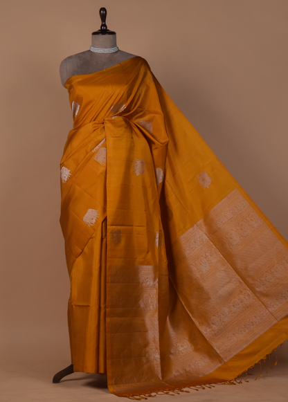 Mustard Silk Kanjeevaram Saree