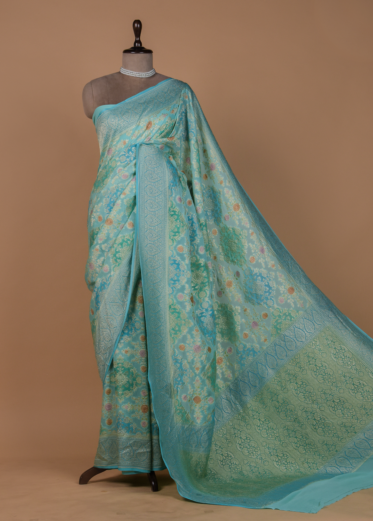 Blue Georgette Banarasi Saree