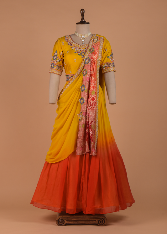 Yellow Georgette Lehenga