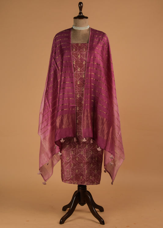 Pink Tussar Dress Material