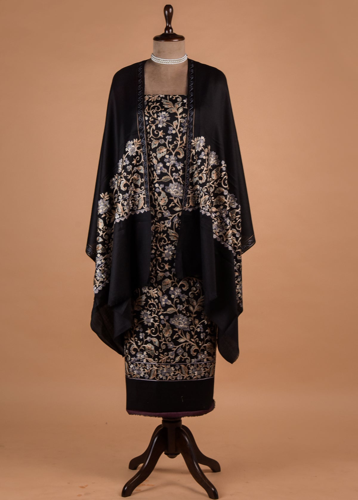 Black Pashmina Dress Material