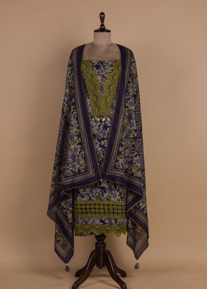 Blue Chanderi Dress Material