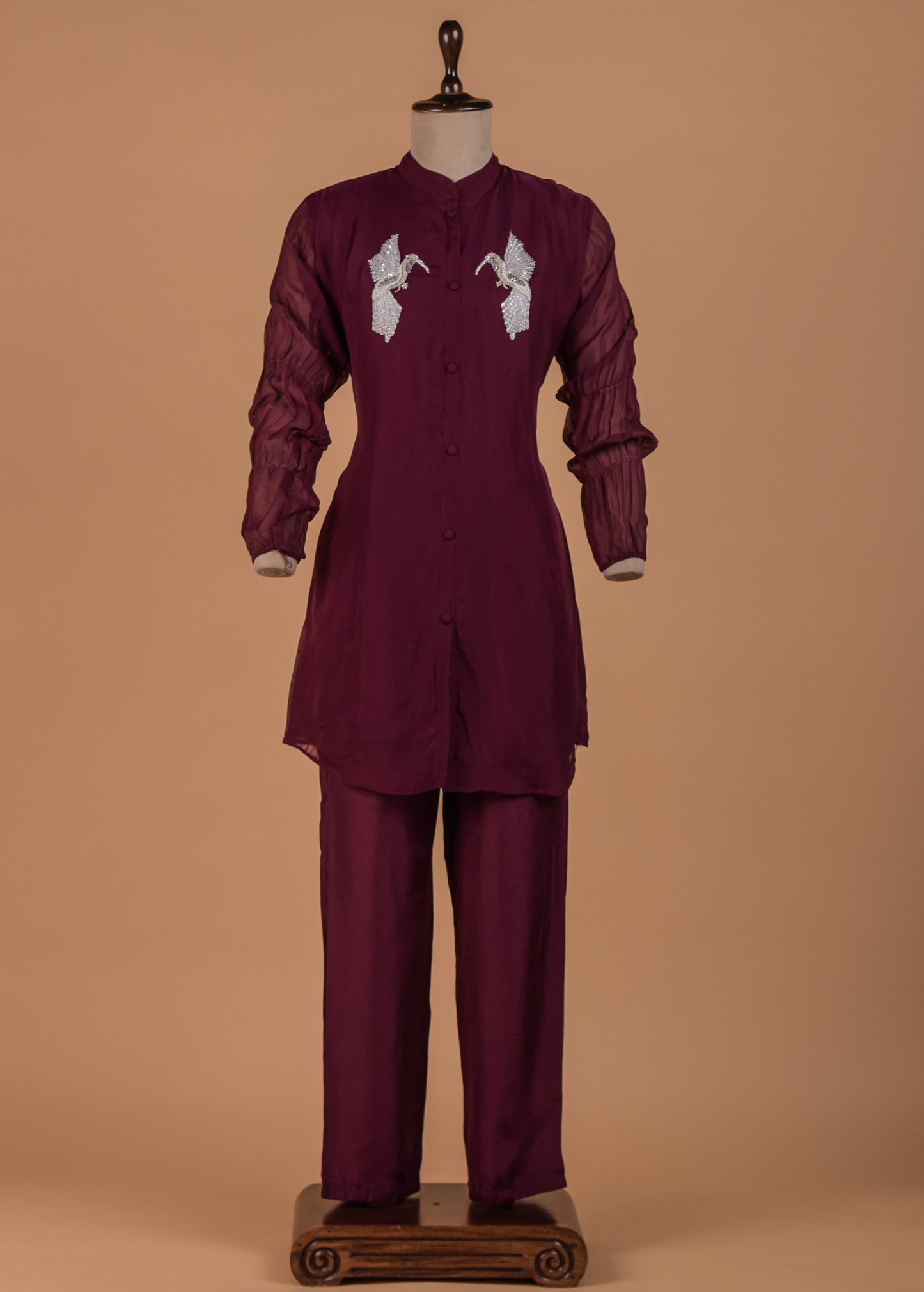 Wine Georgette Coord Set