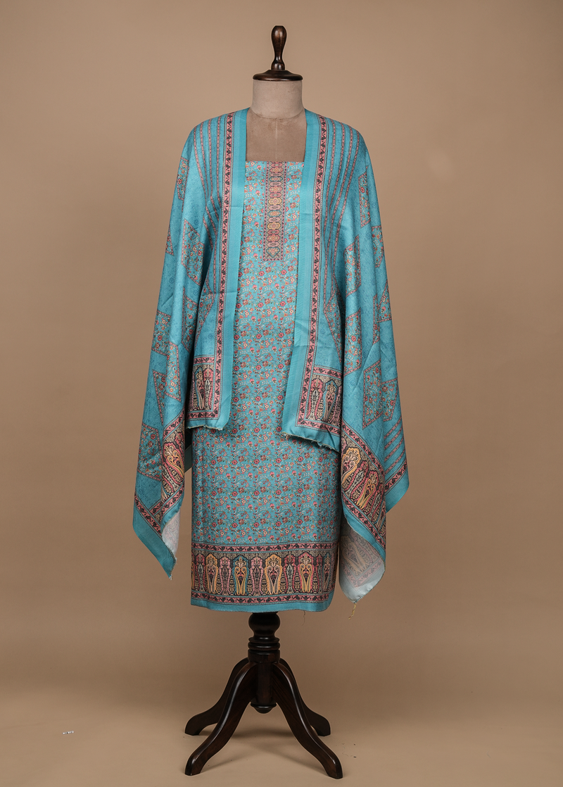 Blue Pashmina Dress Material