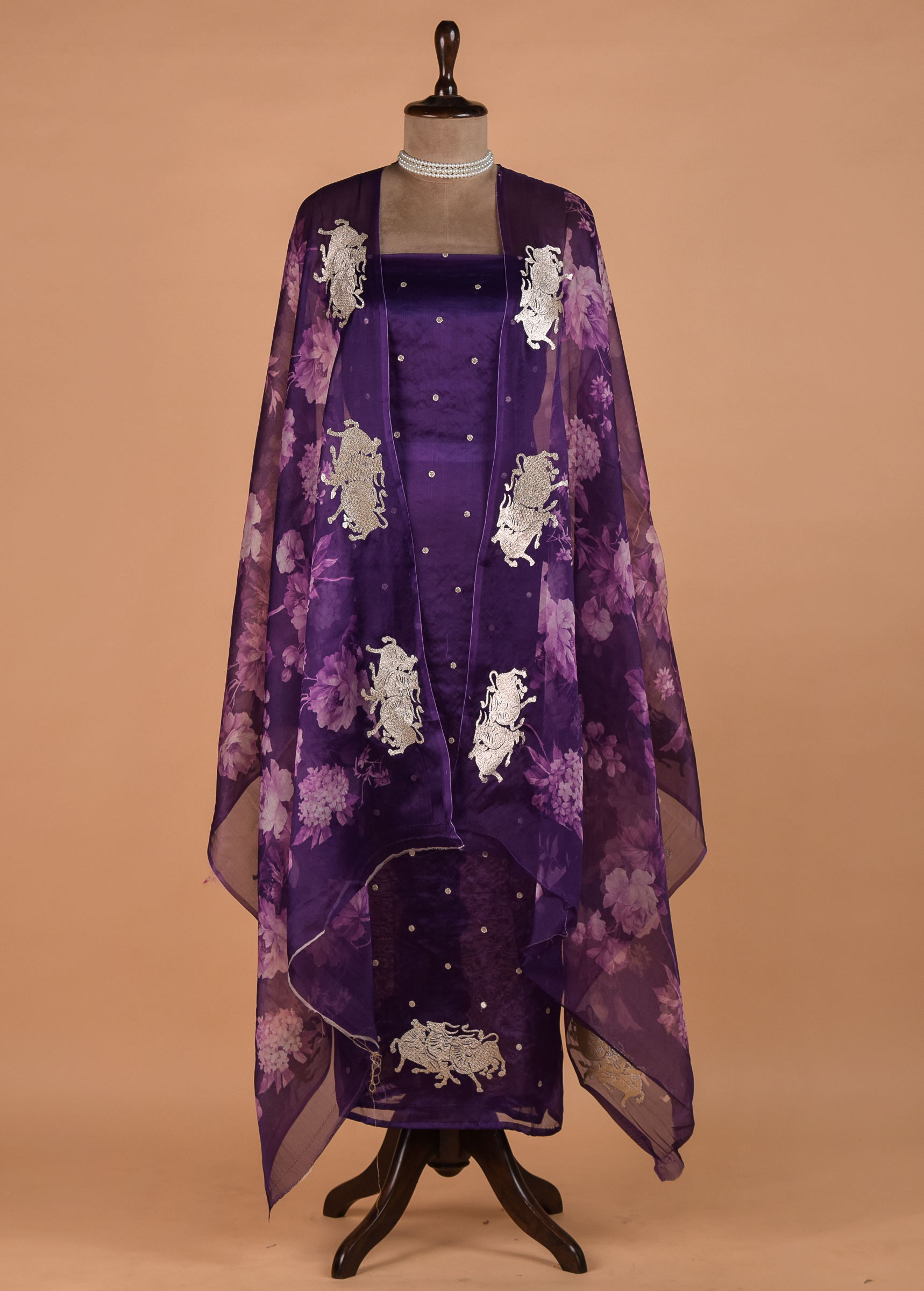Purple Cotton Silk Dress Material | Greenways Delhi