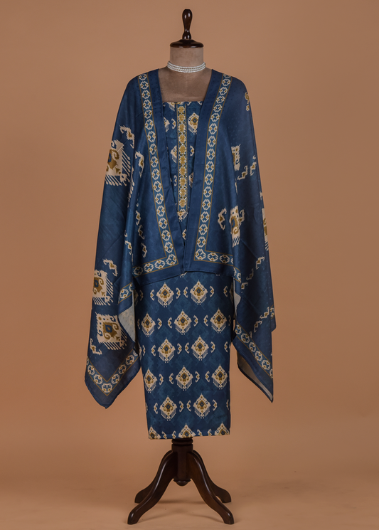 Blue Pashmina Dress Material