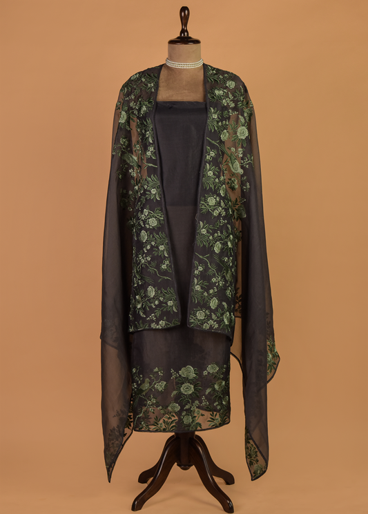 Grey Organza Dress Material | Greenways Delhi