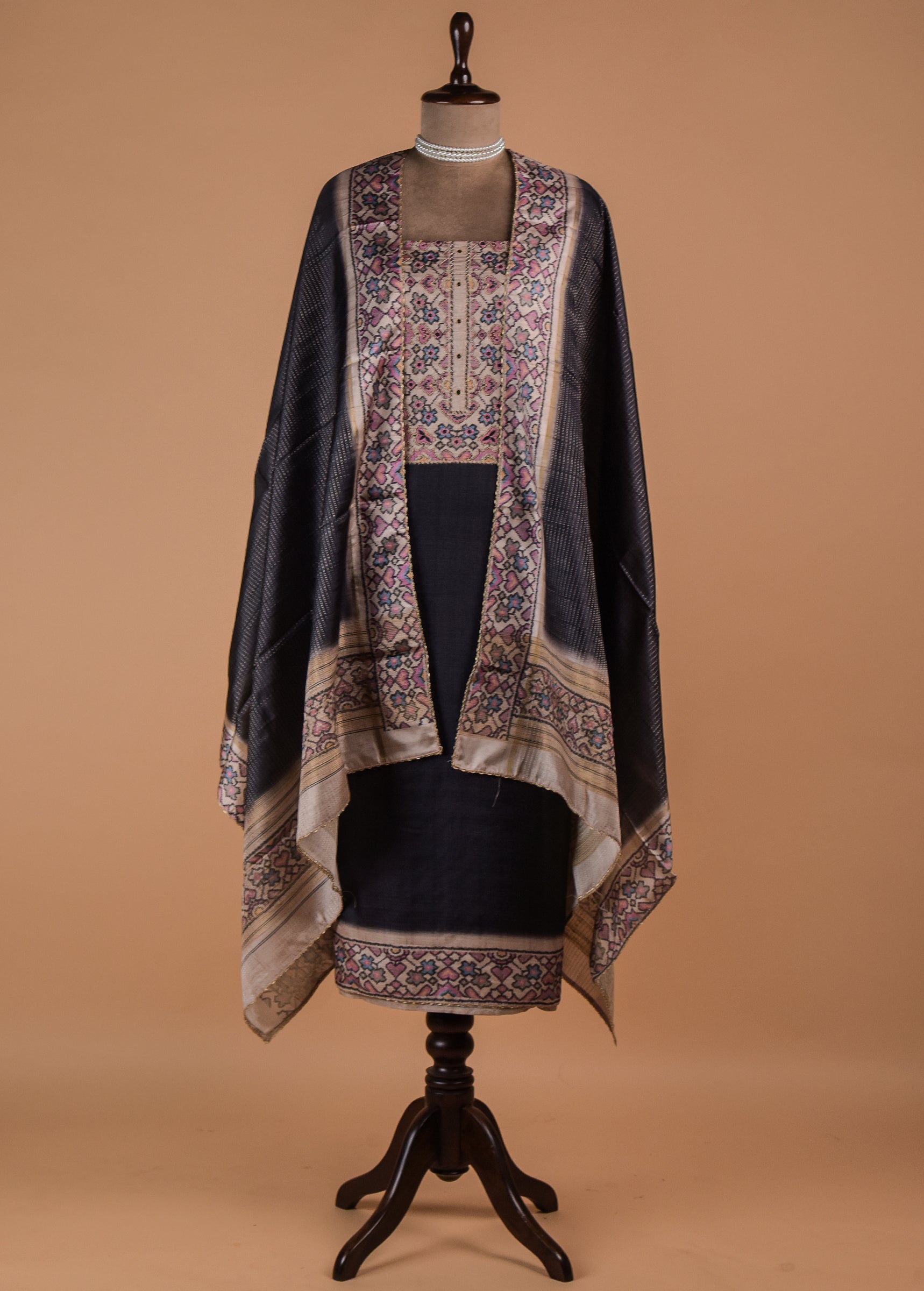Black Cotton Silk Dress Material