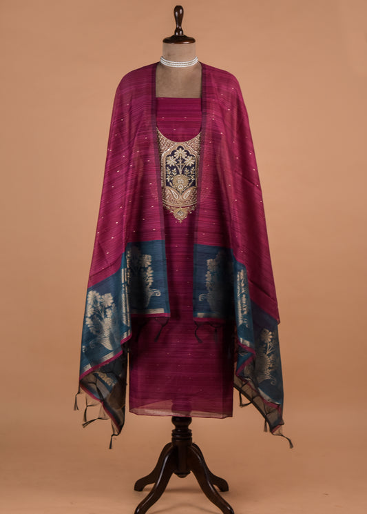 Pink Cotton Silk Dress Material