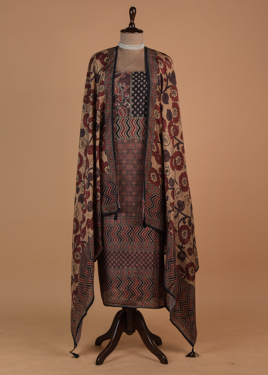 Multicoloured Crepe Dress Material