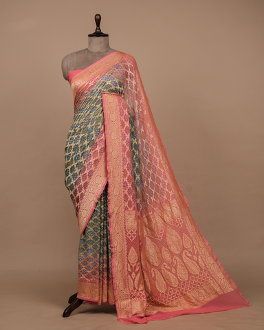 Multicoloured Georgette Bandhani Saree