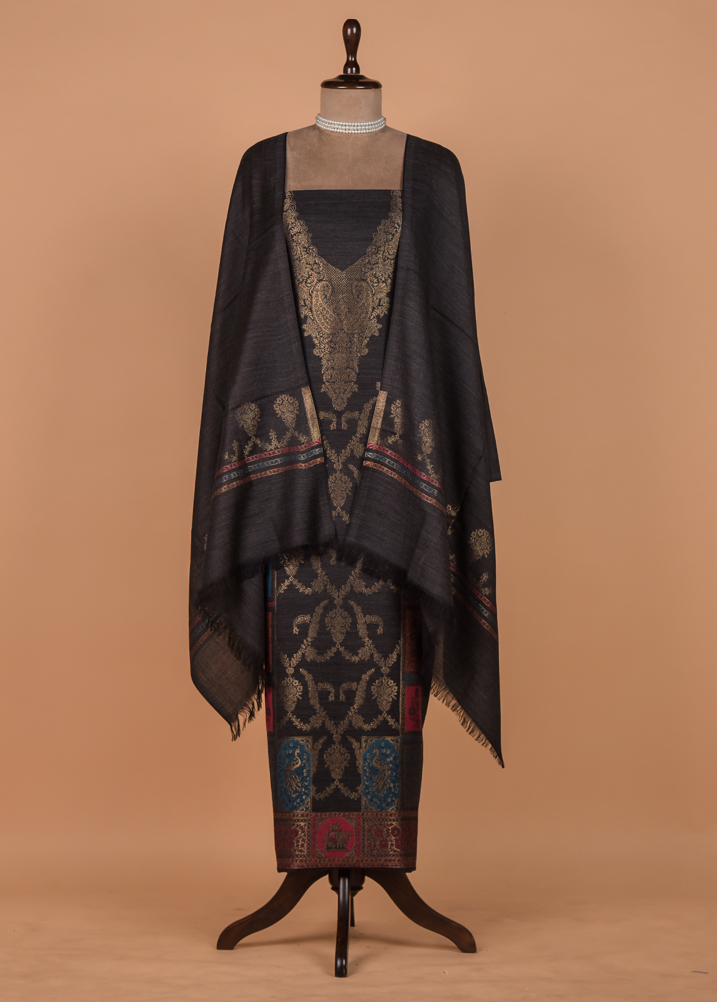 Grey Pashmina Dress Material