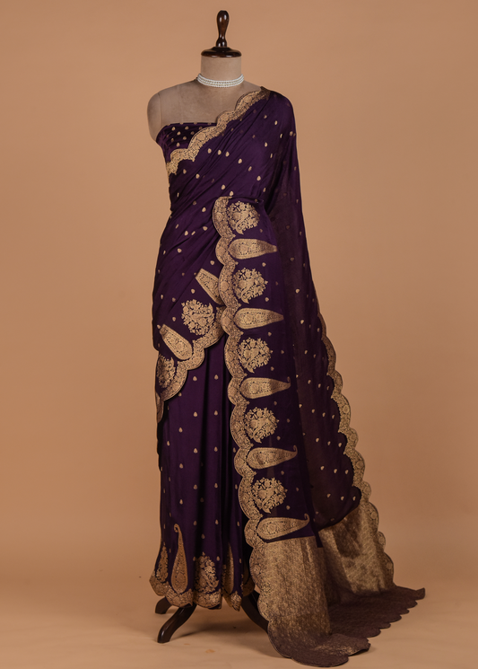 Purple Crepe Silk Printed Saree