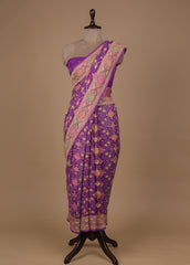 Purple Georgette Bandhani Saree